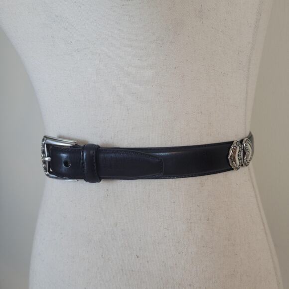 Fossil Belt Small Black Leather Heart Concho Engraved Western Boho Cowgirl Boho main image 5